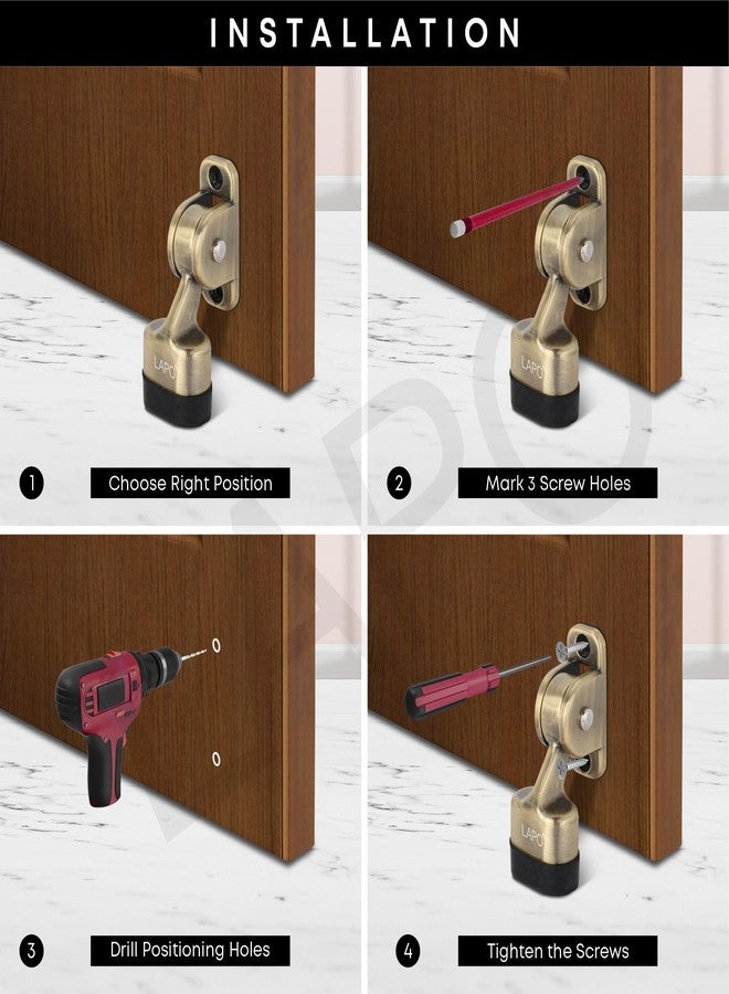 LAPO سدادة باب مطاطية فاخرة من لابو مقاس 3 بوصات مع برغي | سدادة باب خشبية شديدة التحمل للمنزل والمكتب والفندق | لمسة نهائية عتيقة | ماسك باب قوي لجميع الأسطح (عبوة من قطعة واحدة) - Image 4